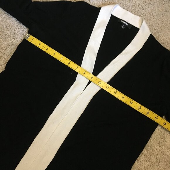 Black and White Trim Contemporary Open Cardigan - Picture 10 of 13